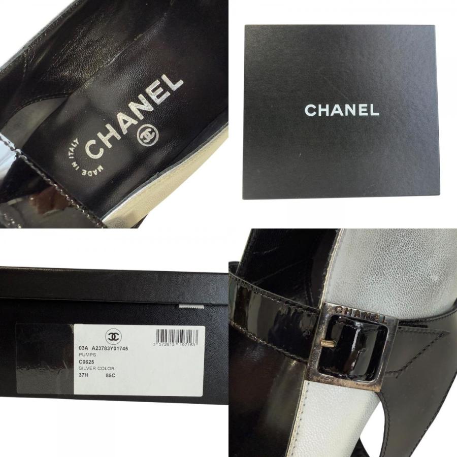 CHANEL 未使用 シャネル パテント レザー アーモンドトゥ