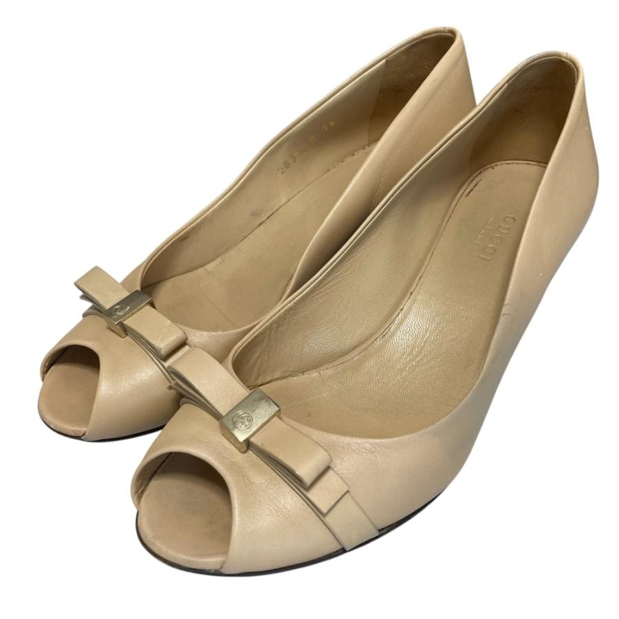 GUCCI グッチ パテントレザー オープントゥ 24.5cm パンプス 【公式通販】