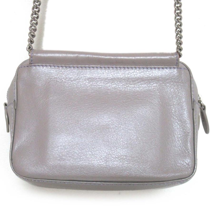 美品 J&M DAVIDSON ジェイアンドエムデヴィッドソン MINI CHAIN PEBBLE レザー チェーンショルダーバッグ 1803N パールグレー レディース 古着 中古 USED J&M Davidson（J＆Mデヴィッドソン） 美品 ジェイアンドエムデヴィッド