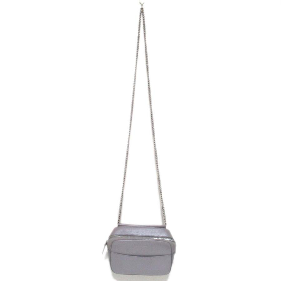 美品 J&M DAVIDSON ジェイアンドエムデヴィッドソン MINI CHAIN PEBBLE レザー チェーンショルダーバッグ 1803N パールグレー レディース 古着 中古 USED J&M Davidson（J＆Mデヴィッドソン） 美品 ジェイアンドエムデヴィッド