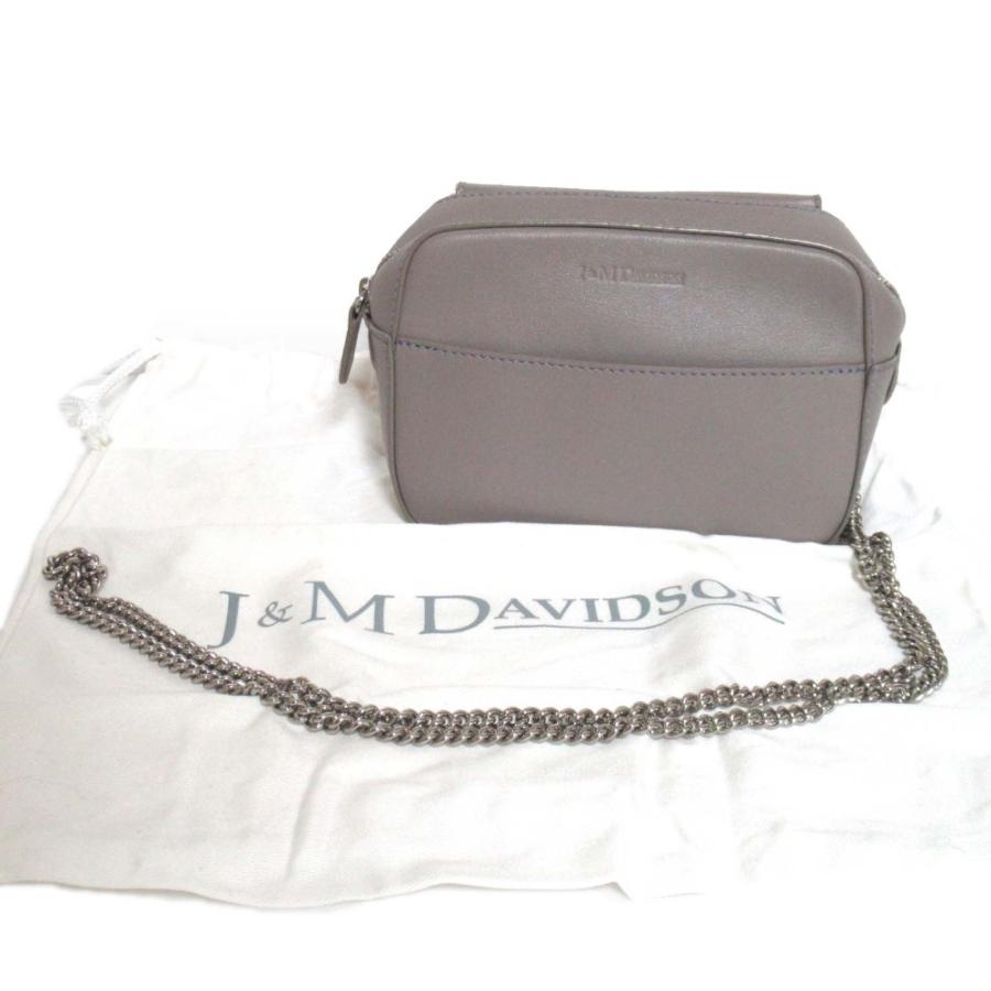 美品 J&M DAVIDSON ジェイアンドエムデヴィッドソン MINI CHAIN PEBBLE レザー チェーンショルダーバッグ 1803N パールグレー レディース 古着 中古 USED J&M Davidson（J＆Mデヴィッドソン） 美品 ジェイアンドエムデヴィッド