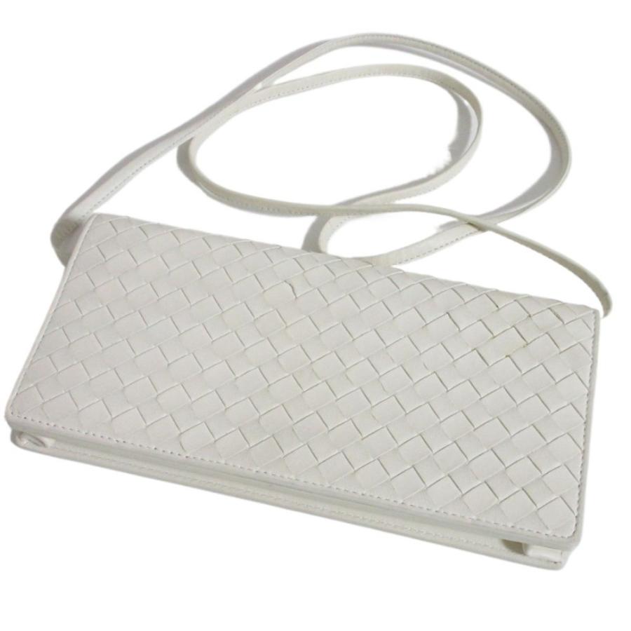 美品 BOTTEGA VENETA ボッテガヴェネタ イントレチャート レザー フラップ ミニショルダーバッグ ポシェット ホワイト 598290 レディース 古着 中古 USED 美品 BOTTEGA VENETA ボッテガヴェネタ イントレチャート レザー