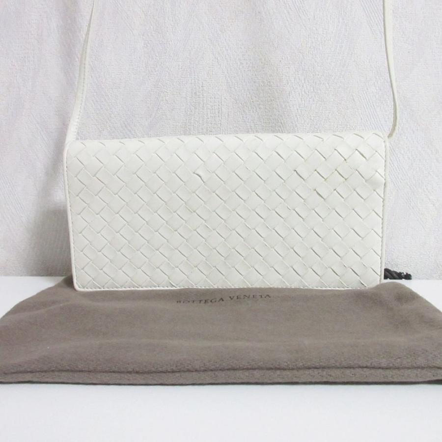 美品 BOTTEGA VENETA ボッテガヴェネタ イントレチャート レザー フラップ ミニショルダーバッグ ポシェット ホワイト 598290 レディース 古着 中古 USED BOTTEGA VENETA - 美品 BOTTEGA VENETA ボッテガヴェネタ イントレ