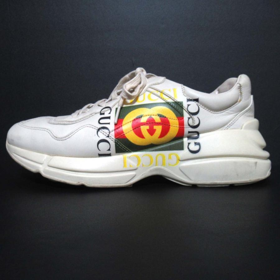 GUCCI（グッチ） 良品 Rhyton ライトン ロゴプリント レザー ダッド 