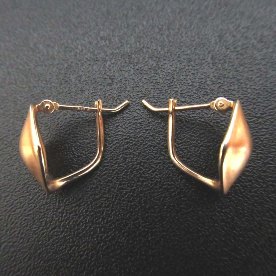 agete（アガット） 美品 agat K10 ダイヤ型 ピアス 10184112078 マット 