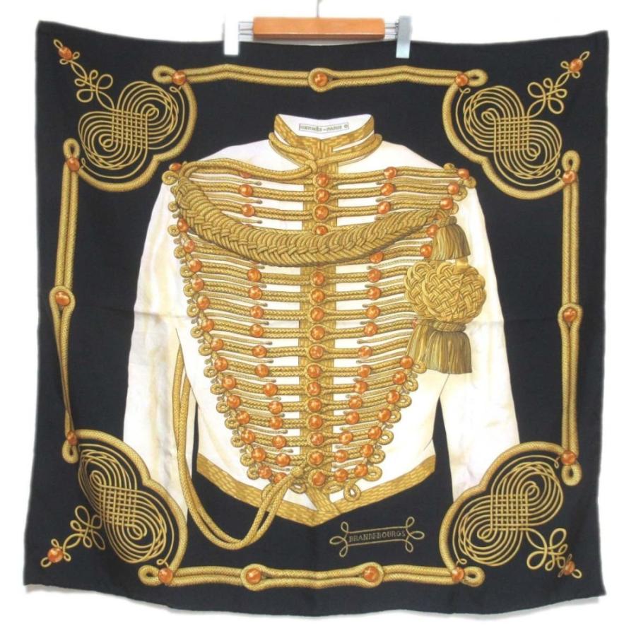【中古】エルメス HERMES カレ 90 BRANDEBOURGS ブランデンブルク飾り スカーフ ストール 大判 絹 シルク 総柄 紺 HERMES（エルメス） 美品 カレ90 BRANDEBOURGS ブランデンブルク飾り