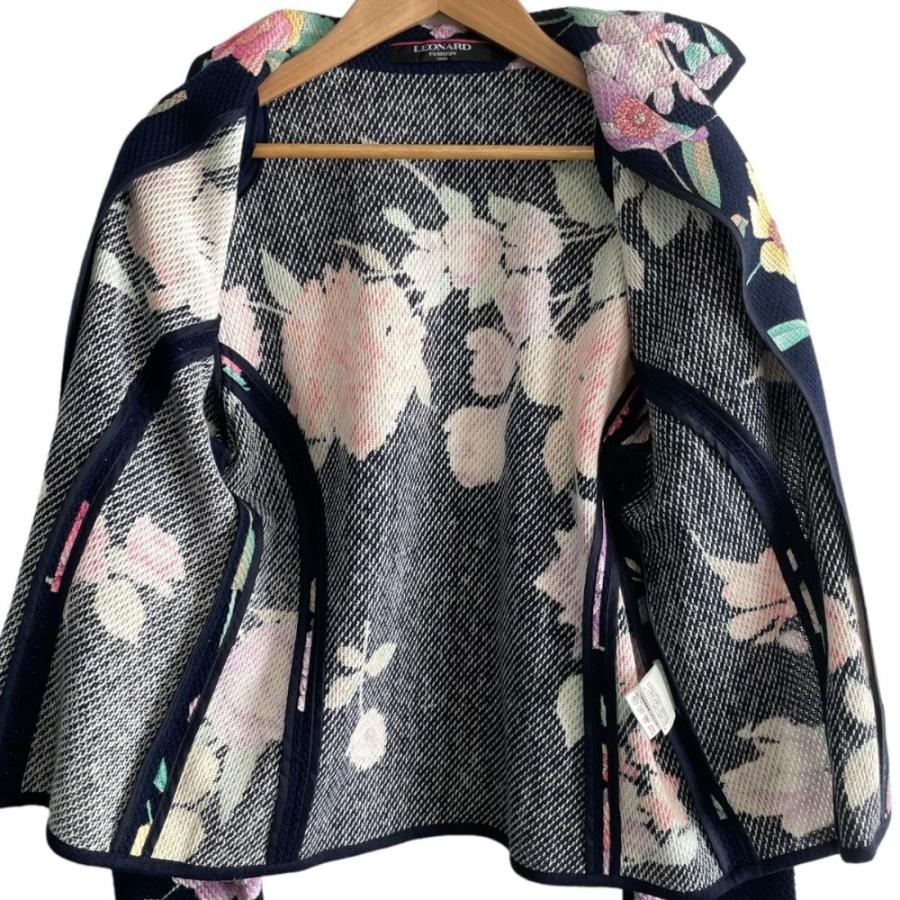 LEONARD 美品 レオナール 花柄 フラワープリント リネンブレンド 