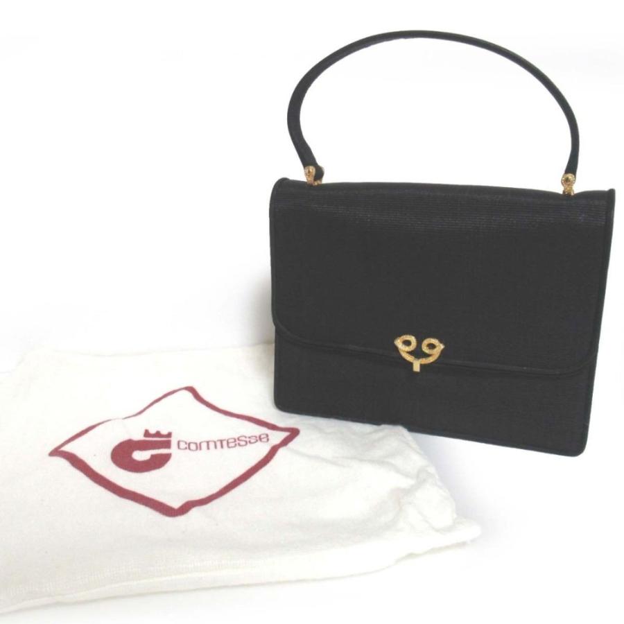 COMTESSE（コンテス） 美品 ホースヘア フラップ ハンドバッグ 裏地 