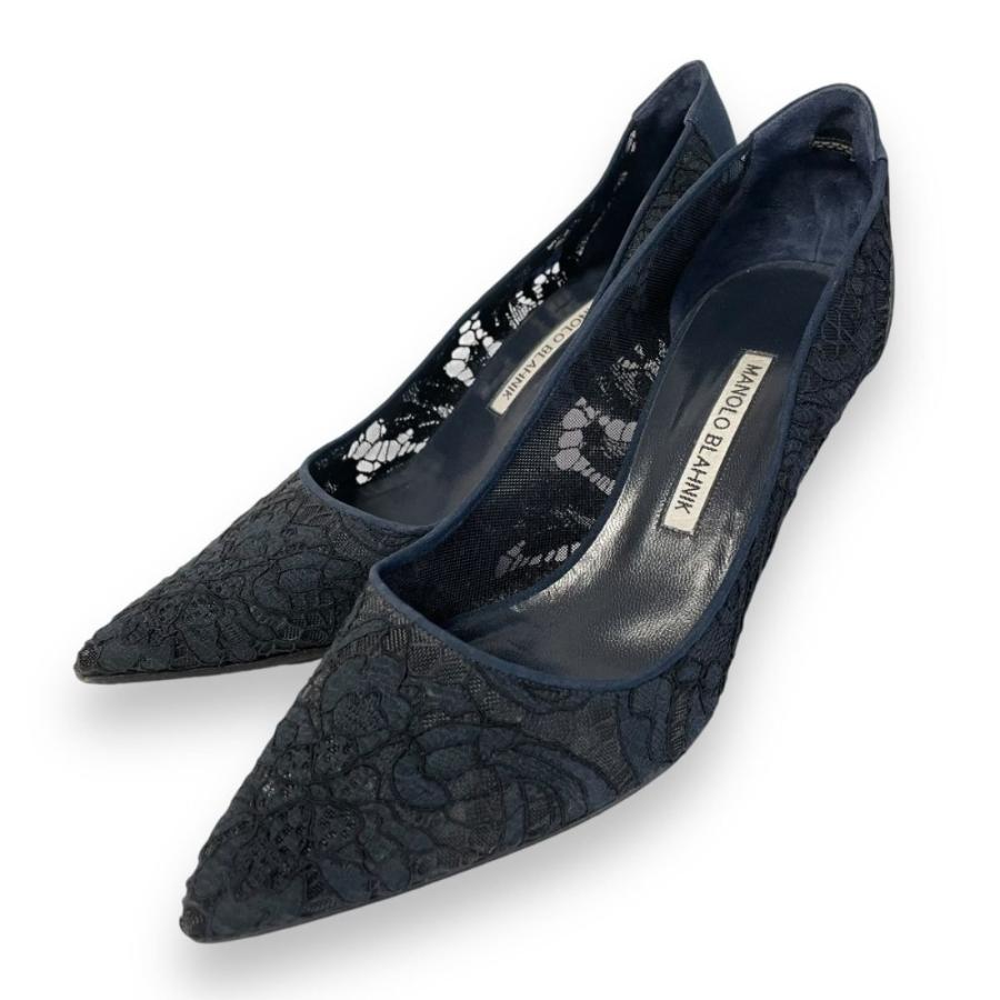 38 ファッション 美品 マノロブラニク 38 25 レザー パンプス