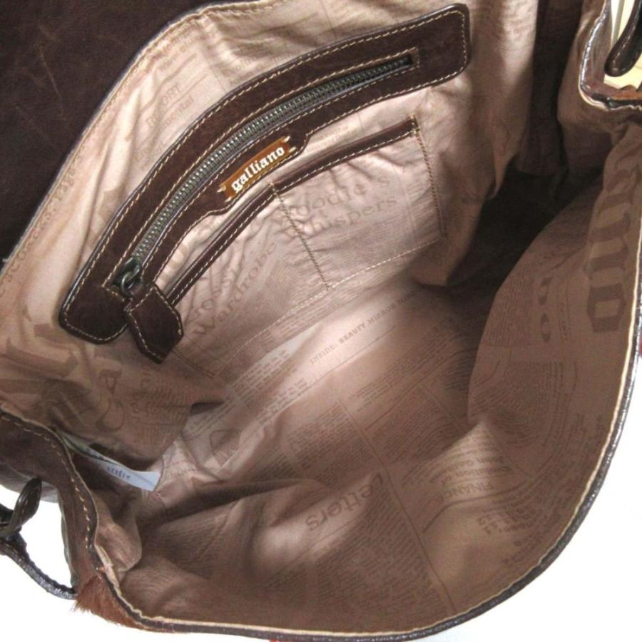 ☆希少美品☆ John Galliano archiveハンドバッグ ブラウン John Galliano（ジョンガリアーノ） 美品 galliano ハラコ×パテント