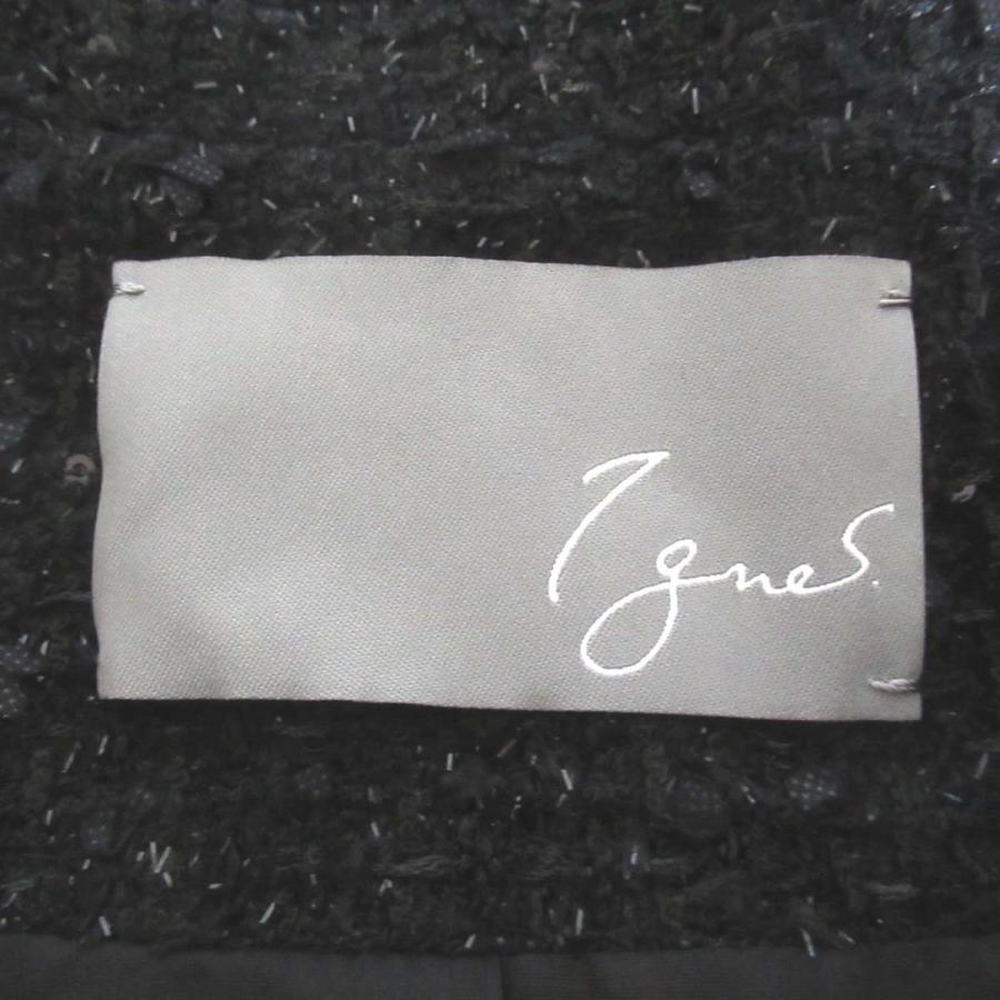 美品 Ignes イネス 銀座マギー 飾りボタン シングル ツイード コート