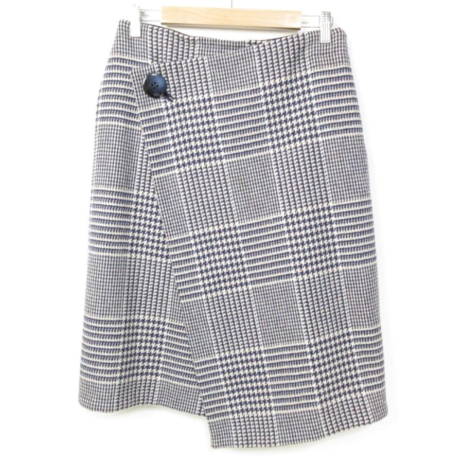 DRAWER（ドゥロワー） 美品 グレンチェック柄 ウール100％ ひざ丈