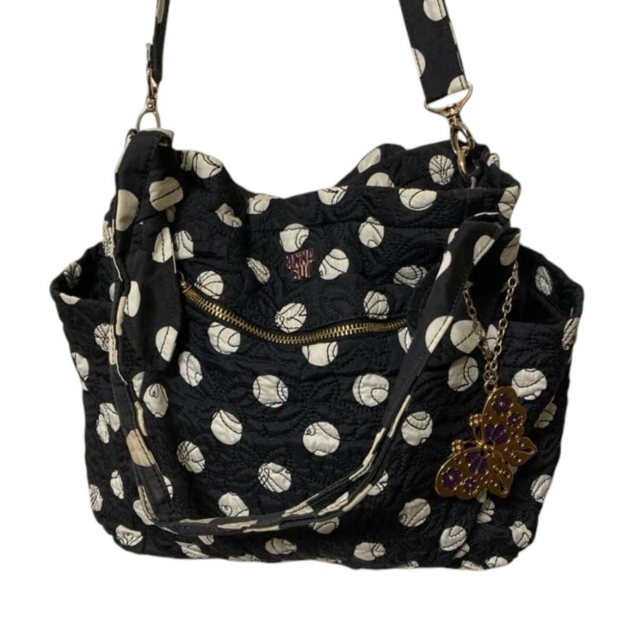 未使用に近い ANNA SUI キルティング　2wayバッグ ANNA SUI（アナスイ） キルティング バタフライ＆水玉 2wayトート