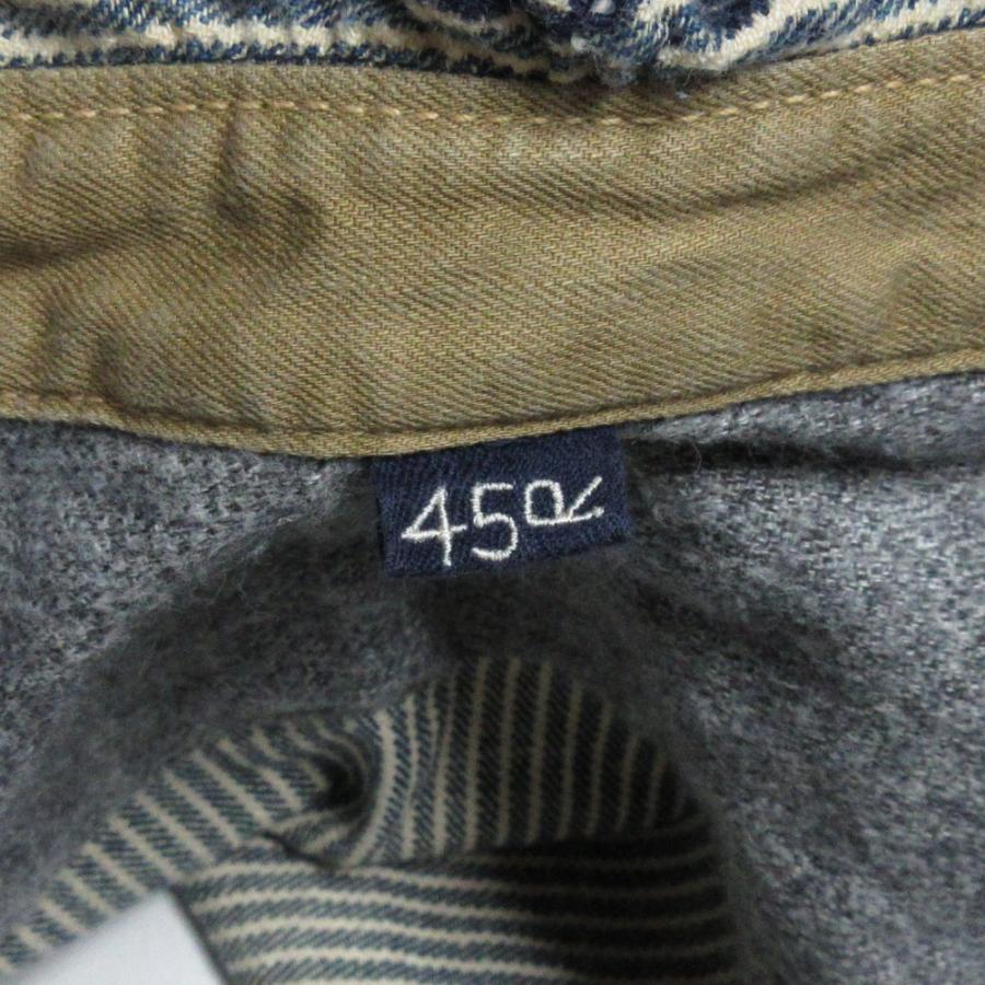 【極美品 】45R 小麦デニム レフア ブラウス ジャケット 七分袖 ストライプ 極美品 】45R 小麦デニム レフア ブラウス ジャケット 七分袖