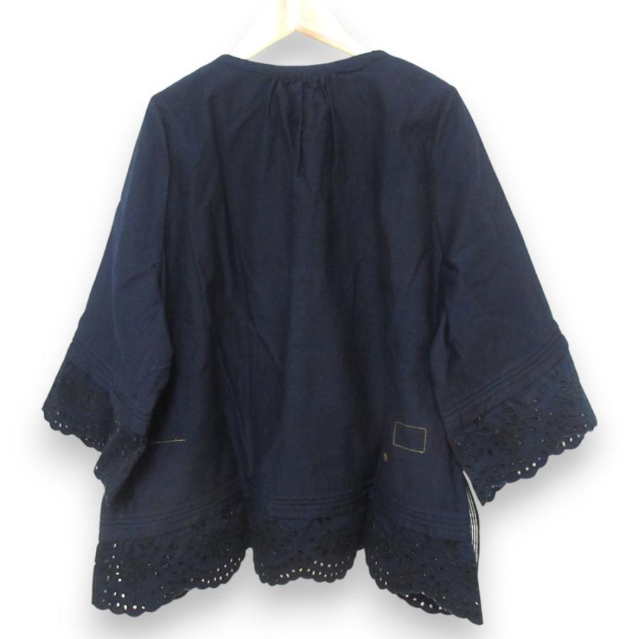 45r インディゴブラウス 美品 45R フォーティーファイブアール サテンの聖夜ブラウス 七