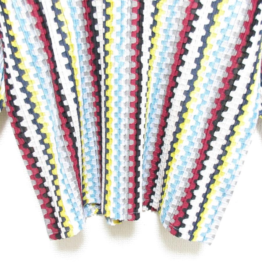 美品 PLEATS PLEASE プリーツプリーズ イッセイミヤケ 総柄 ショートスリーブ カットソー PP01-JK501 サイズ3 マルチカラー レディース 古着 中古 USED PLEATS PLEASE 美品 プリーツプリーズ イッセイミヤケ 総柄