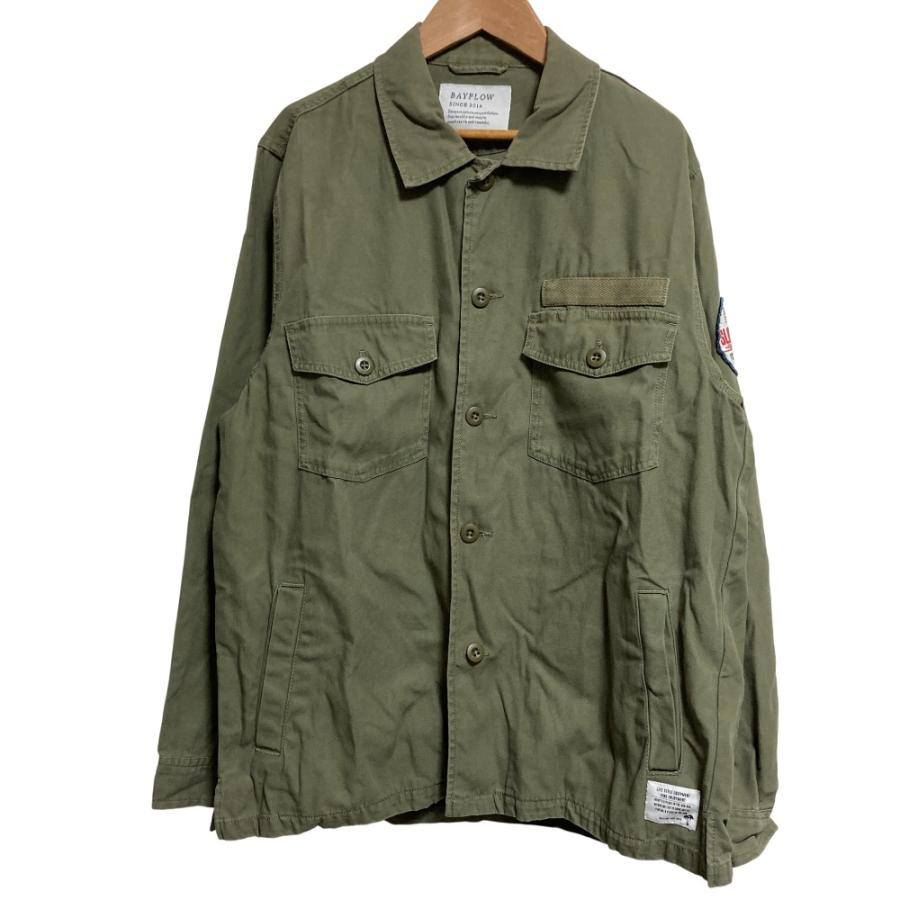 BAYFLOW（ベイフロー） 美品 バックプリント ミリタリー シャツ 
