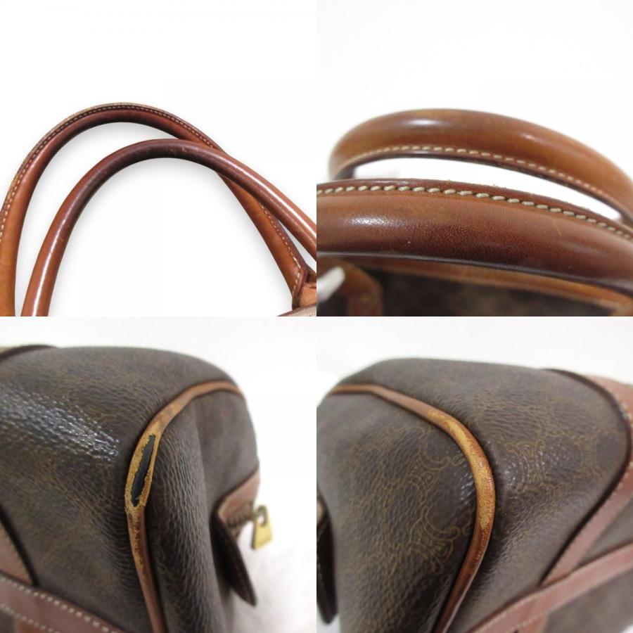 【良品】セリーヌ マカダム柄 ミニボストン ハンドバッグ レザー ブラウン レディース] ヴィンテージ セリーヌ マカダム柄 ミニボストン