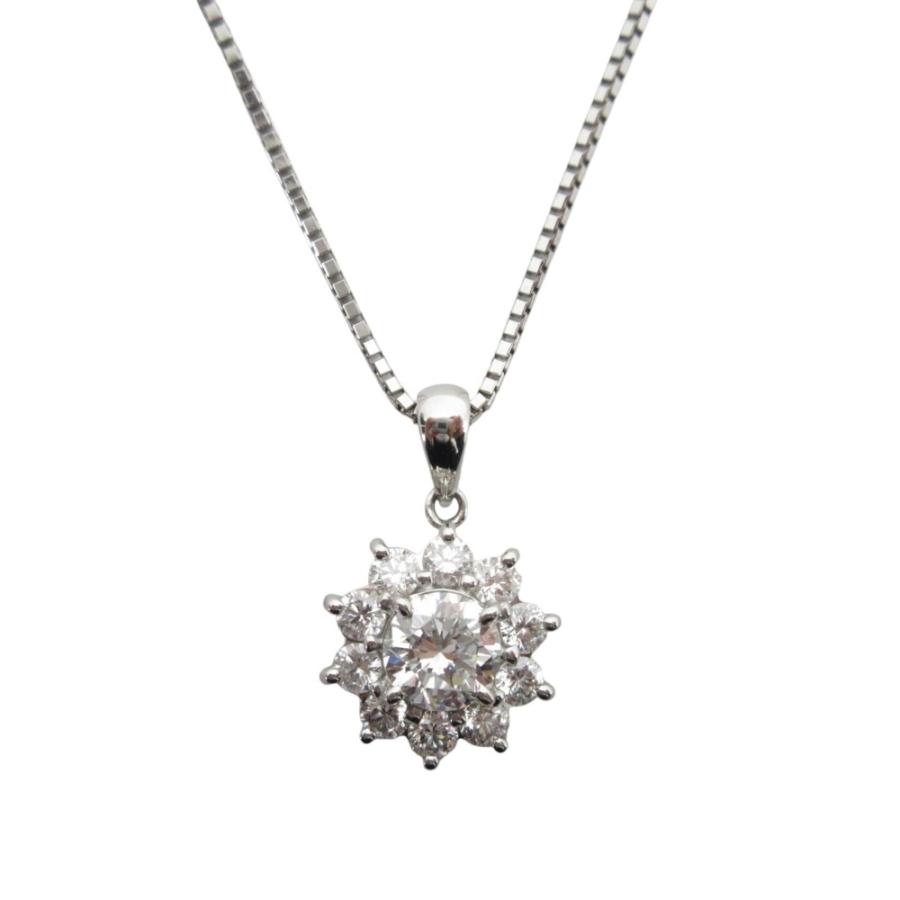 美品 PT850 ダイヤモンド トップ 0.669CT 0.58CT ネックレス