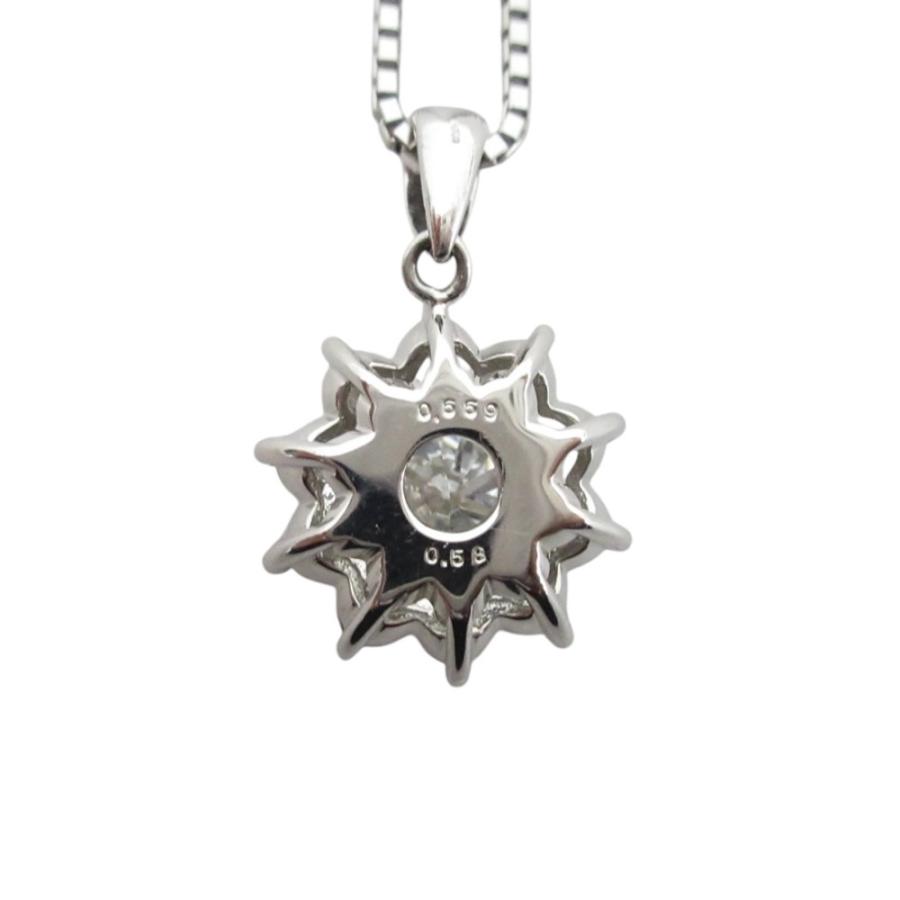 美品 PT850 ダイヤモンド トップ 0.669CT 0.58CT ネックレス