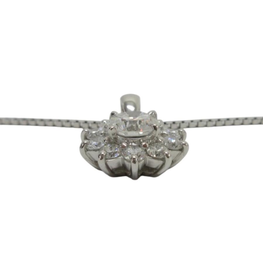 美品 PT850 ダイヤモンド トップ 0.669CT 0.58CT ネックレス 