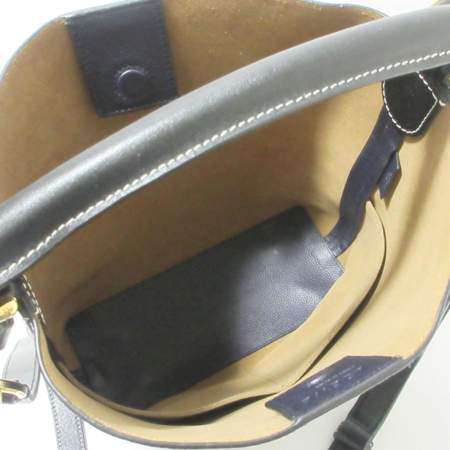 良品 LOEWE ロエベ Tバケット スモール ショルダーバッグ ハンドバッグ 35212KBR83 ネイビー レディース 古着 中古 USED LOEWE - 良品 LOEWE ロエベ Tバケット スモール ショルダーバッグ