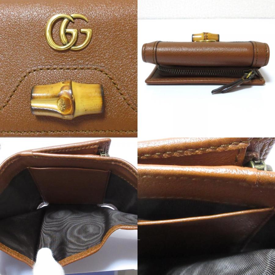 GUCCI 新品同様 グッチ バンブー ダイアナコンパクトウォレット 三  
