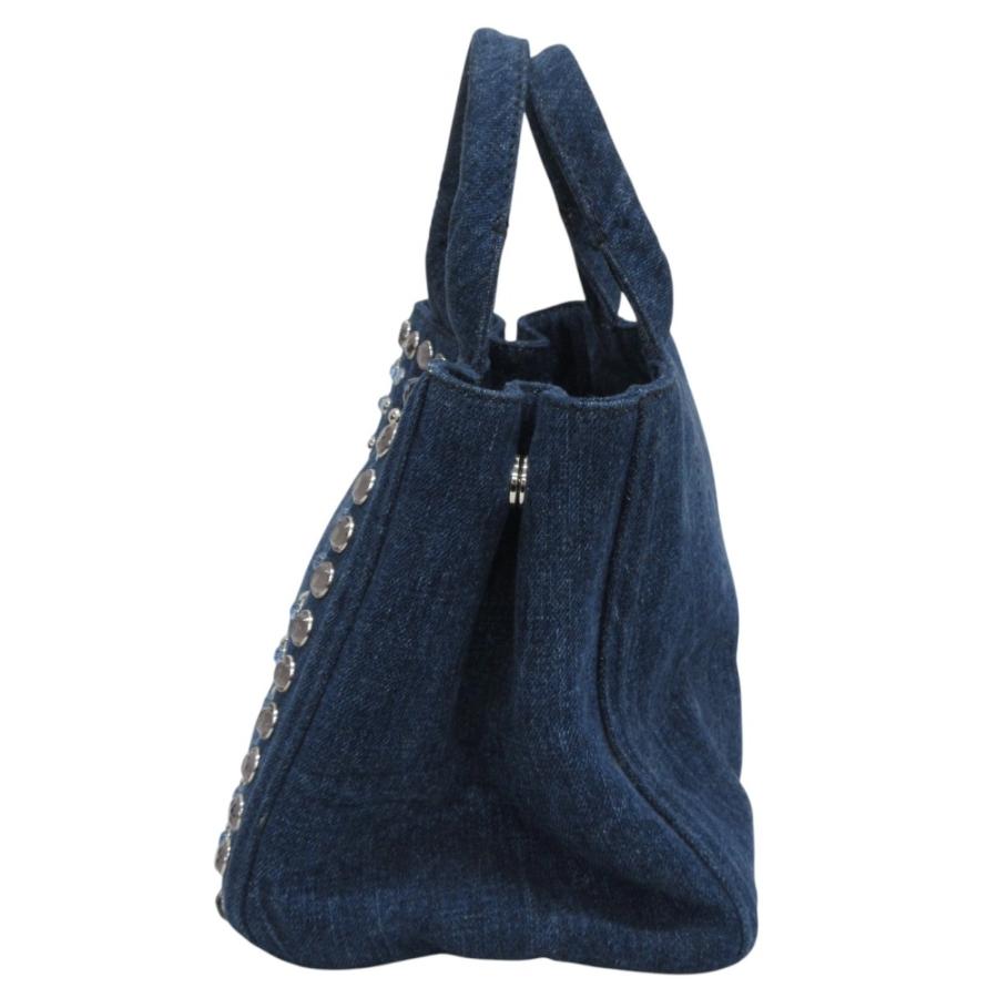 PRADA 美品 プラダ カナパ ビジュー トライアングルロゴプレート 