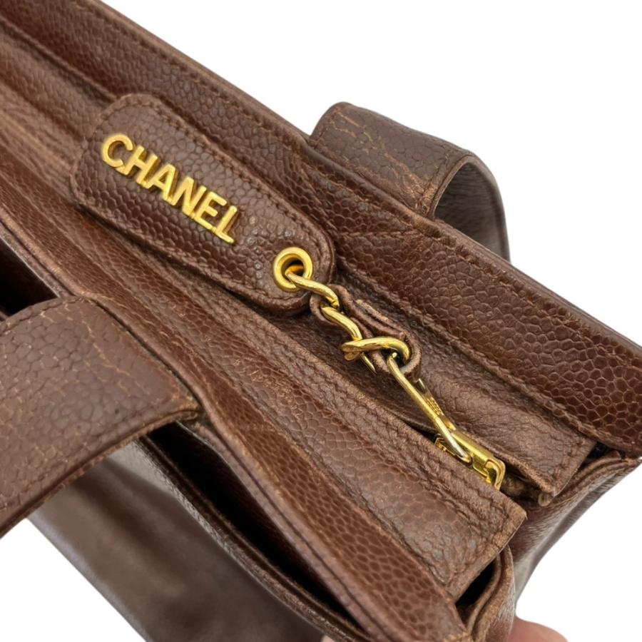 CHANEL シャネル ビッグココ キャビアスキン スクエア ワンショルダーバッグ トートバッグ ブラウン レディース 古着 中古 USED CHANEL（シャネル） ビッグココ キャビアスキン スクエア ワン