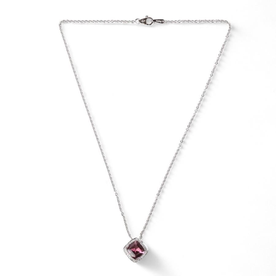 新品同様 Asprey アスプレイ 750 K18WG ホワイトゴールド ピンクトルマリン ダイヤモンド スクエアネックレス ペンダント ピンク 41cm レディース 古着 中古_4