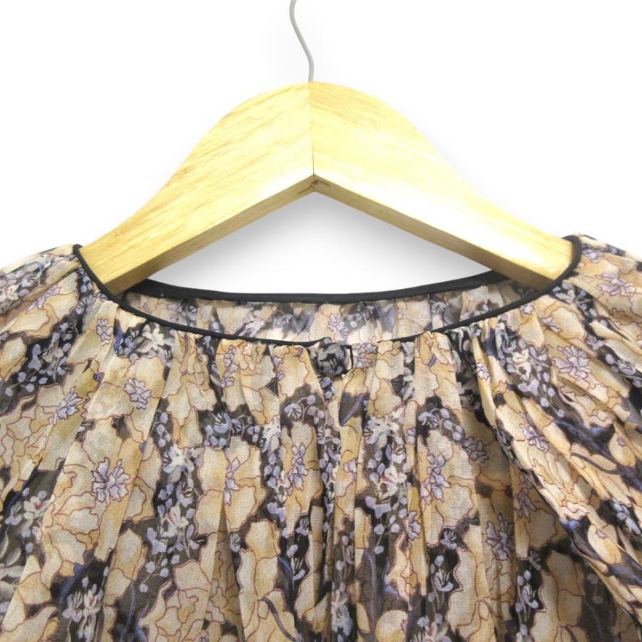 Drawer ドゥロワー スカーフ 柄 シルク シャツ ブラウス36