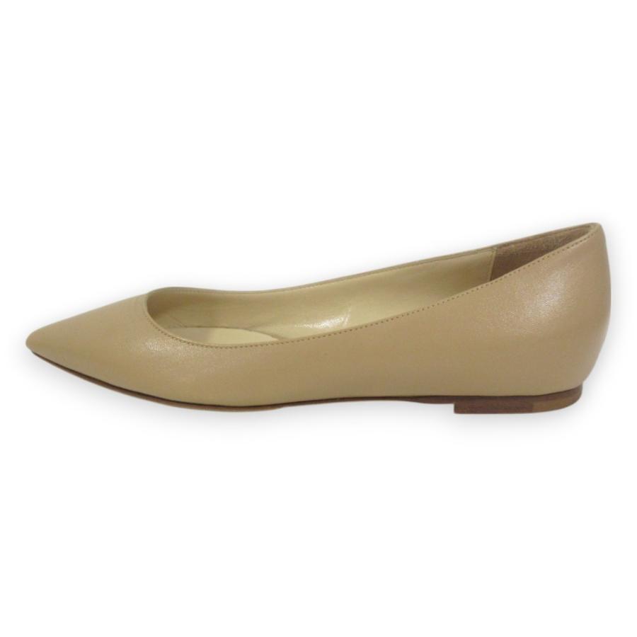 未使用級 ジミーチュウ フラット パンプス ポインテッドトゥ レザー ベージュ JIMMY CHOO 未使用 ジミーチュウ ROMY FLAT レザー ポインテッド