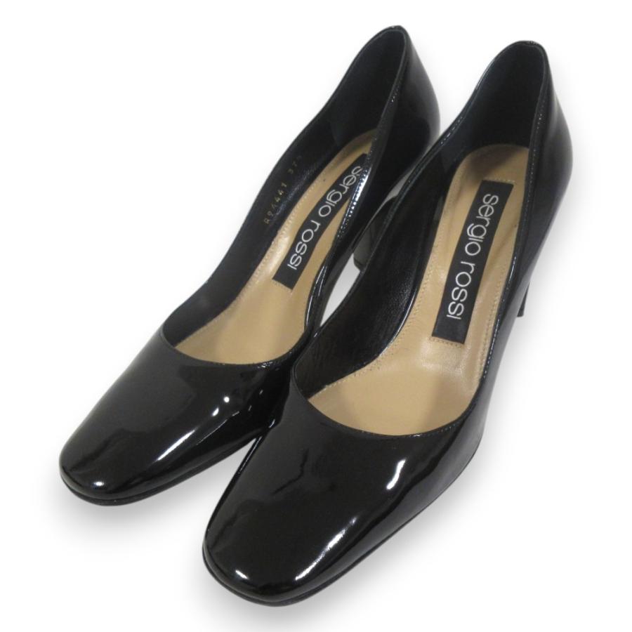 Sergio rossi（セルジオロッシ） 美品 ANDREA パテントレザー スクエア