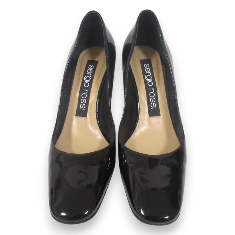 Sergio rossi（セルジオロッシ） 美品 ANDREA パテントレザー スクエア