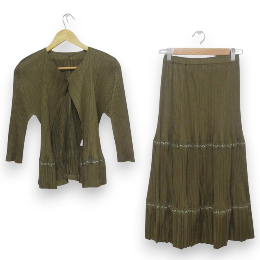 プリーツプリーズ カーキカーディガンPLEATS PLEASE 3無地 プリーツプリーズ カーキカーディガンPLEATS PLEASE 3無地