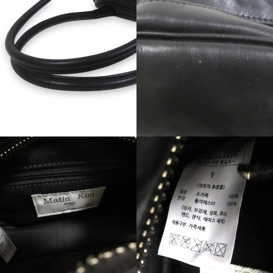 matin kim ボストンバッグ　レザー　本革　ブラック 美品 Matin Kim マーティンキム ヴィンテージレザー ロゴプレート ミニ