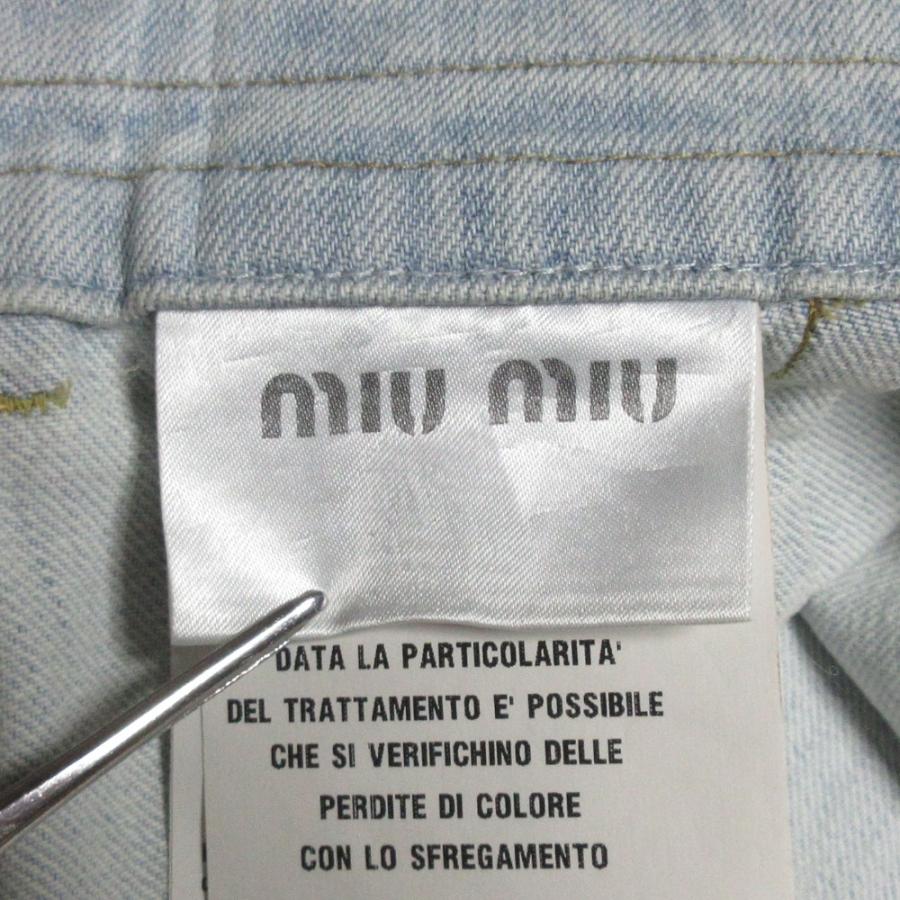 miu miu（ミュウミュウ） 美品 レザーパッチ ハイウエストデニム
