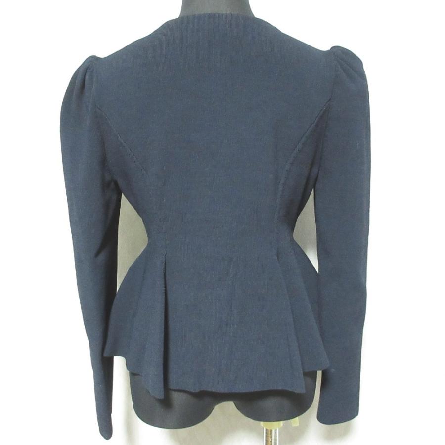 最終価格【新品タグ付】セルフォード　ペプラムカーディガン　パフスリーブ　ネイビー CELFORD - CELFORD セルフォード ペプラムニットカーディガン 38