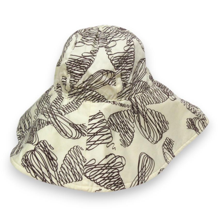 CHANEL 良品 シャネル 総柄 ワイドハット 帽子 サイズ57 アイボリー  