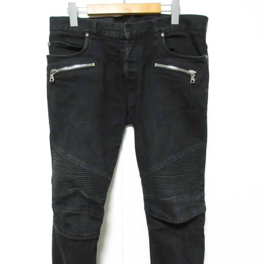 バルマン BALMAIN バイカーデザイン デニムパンツ 蛇腹 W30 ジーンズ