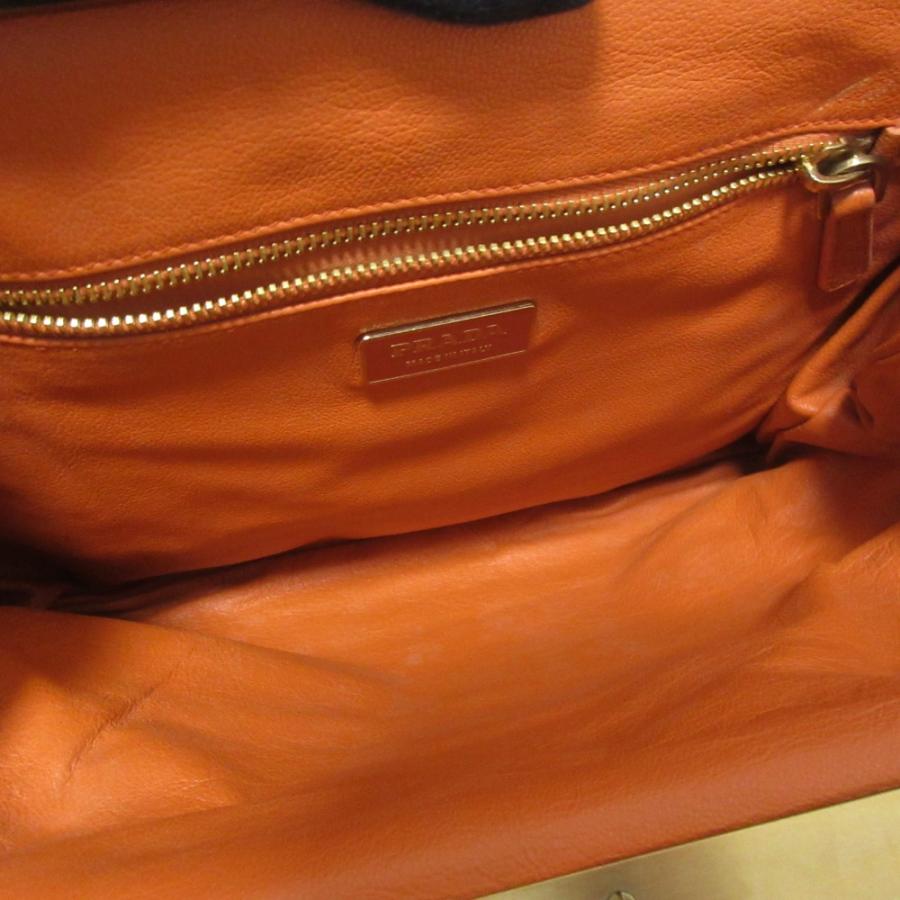 良品 PRADA プラダ レザー タッセル がま口 ワンショルダーバッグ トートバッグ ベージュ系 レディース 古着 中古 USED PRADA（プラダ） 良品 レザー タッセル がま口 ワンショルダーバッグ