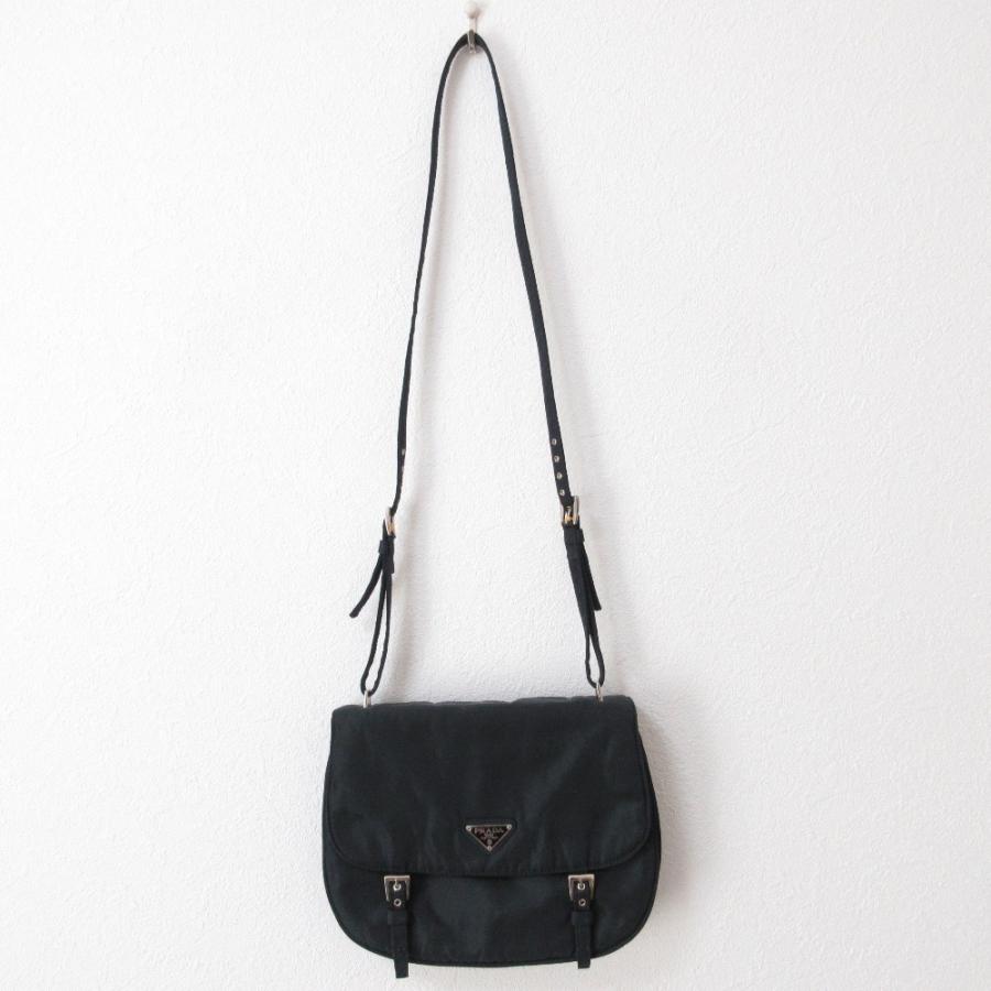 【良品】PRADA プラダ フラップ ナイロン ショルダー バッグ プレートロゴ 中古・古着通販】PRADA (プラダ) 三角ロゴプレート ナイロンショルダー