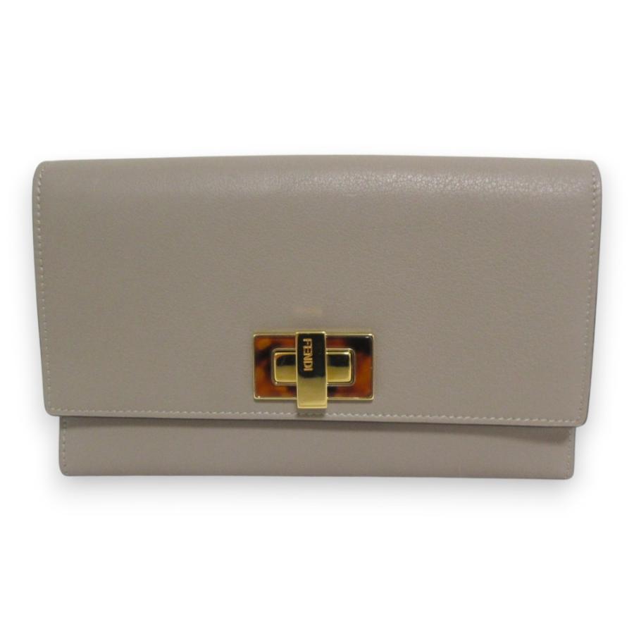 FENDI フェンディ ピーカブー 二つ折り長財布 ベージュ系