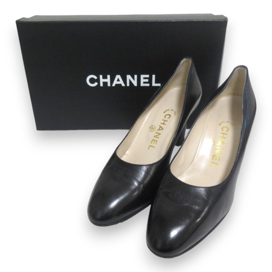Chanel 07A レザー ロゴ ロング ヒール ブーツ G25666 ブラック 37 (198155 main image 1