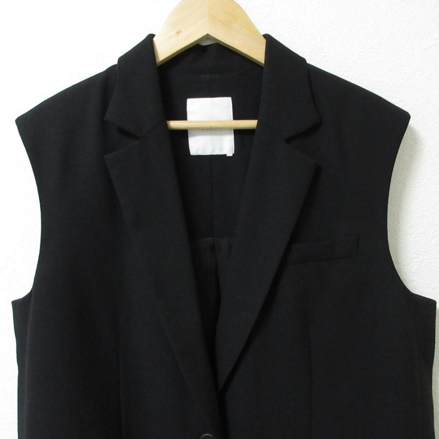 美品 20AW ebure エブール ウール テーラード ロングジレ ベスト 38 ブラック レディース 古着 中古 USED ebure - 美品 20AW ebure エブール ウール テーラード ロングジレ