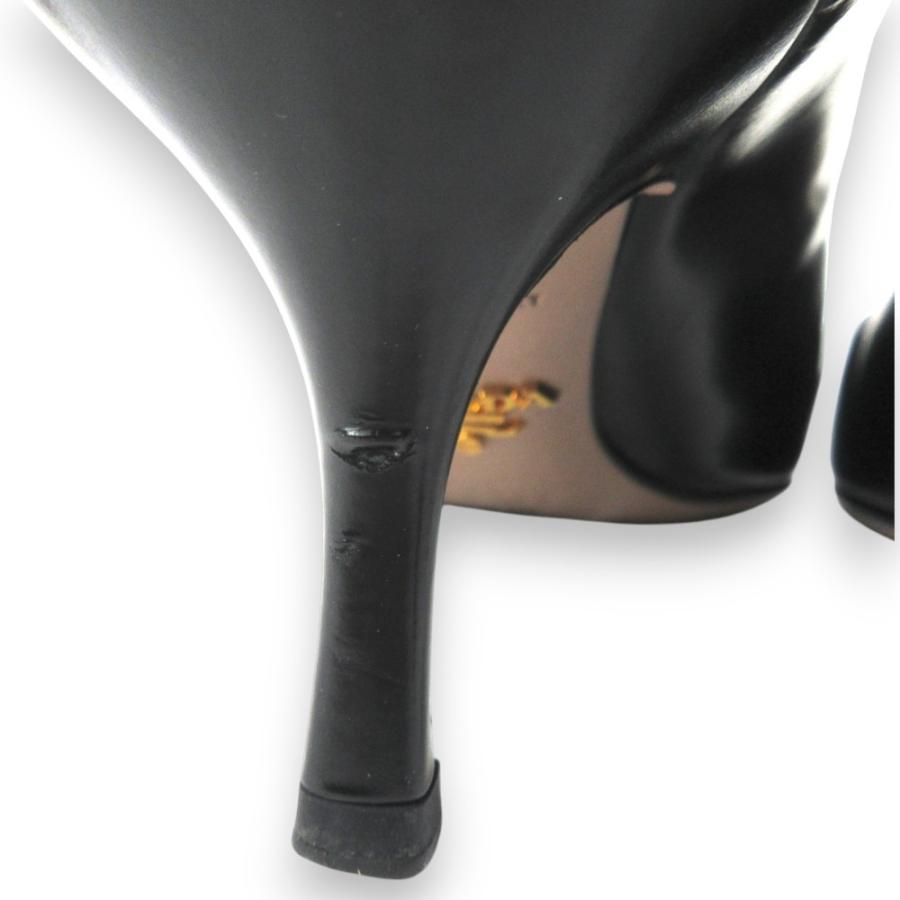 PRADA 美品 プラダ SPAZZOLATO レザー ポインテッドトゥ クロス  