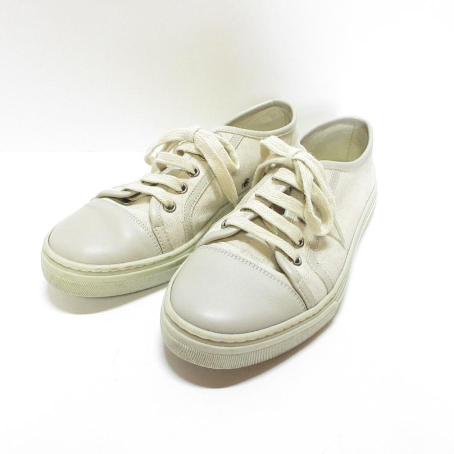 【良品】GUCCI　グッチ　スニーカー　GGキャンバス　レザー　ベージュ　5.5 GUCCI（グッチ） 良品 GGキャンバス ローカットスニーカー 426187
