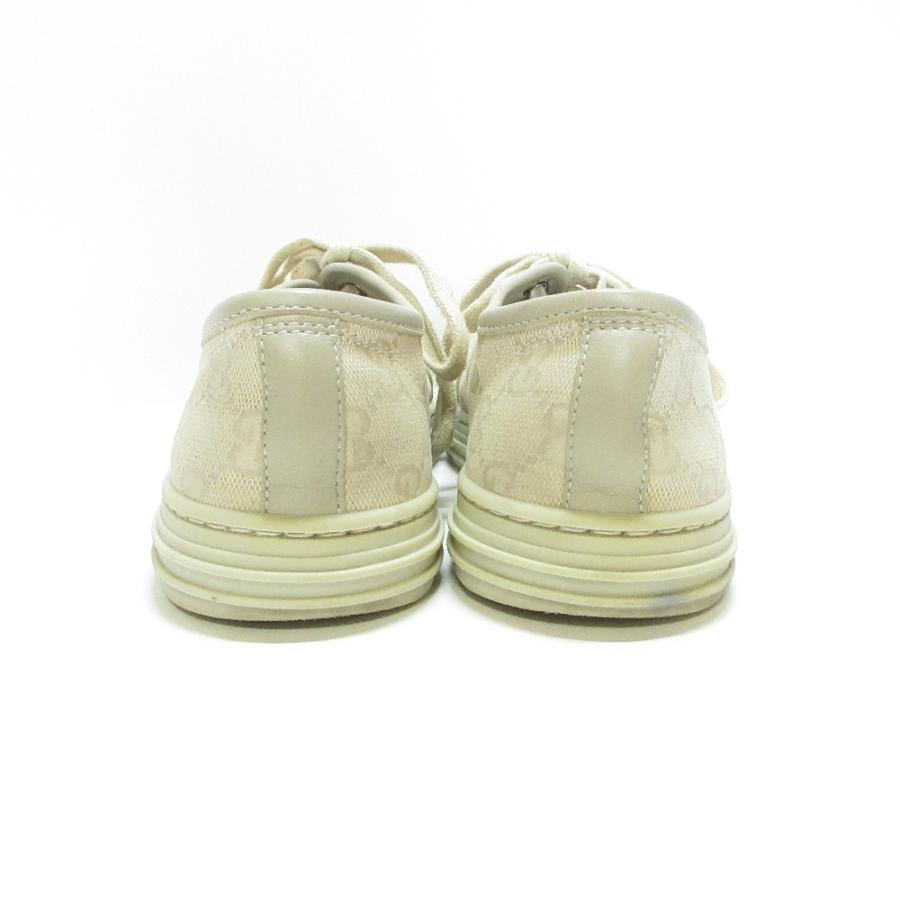 【良品】GUCCI　グッチ　スニーカー　GGキャンバス　レザー　ベージュ　5.5 GUCCI（グッチ） 良品 GGキャンバス ローカットスニーカー 426187