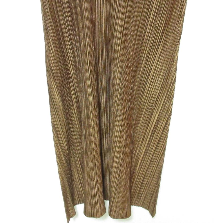 イッセイミヤケ　プリーツ　シャツワンピース　ブラウン　ビンテージ　美品 PLEATS PLEASE 美品 プリーツプリーズ イッセイミヤケ 半袖