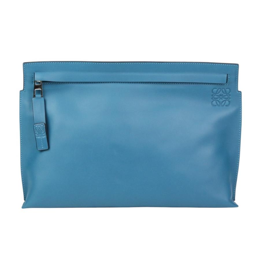 LOEWE（ロエベ） 美品 Tポーチ レザー クラッチバッグ ターコイズ 
